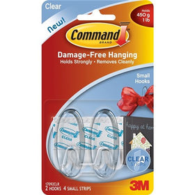 Command™ 17092CLR Clear Hooks – Small (Pack of 2)