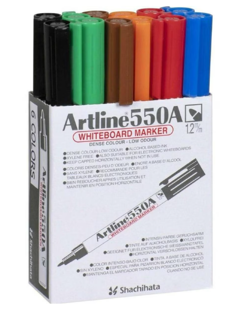 Artline 550A Whiteboard Marker – Box of 12 (Assorted Colours)