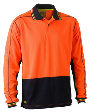 Hi Vis Polyester Mesh Long Sleeve Polo