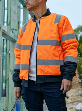 Taped Two Tone Hi Vis Bomber Jacket With Padded Lining