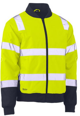 Taped Two Tone Hi Vis Bomber Jacket With Padded Lining