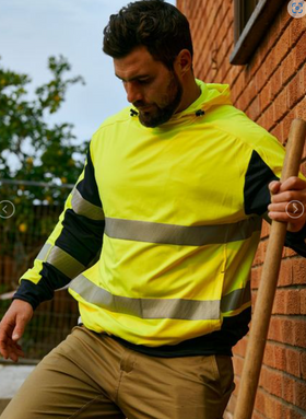 Taped Two Tone Hi Vis Contrast 4 Way Stretchy Hoodie