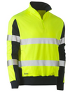 Taped Two Tone Hi Vis Contrast Stretchy 1/4 Zip Pullover