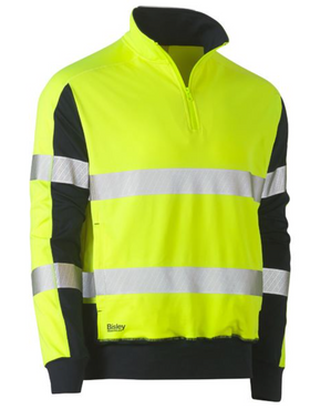 Taped Two Tone Hi Vis Contrast Stretchy 1/4 Zip Pullover