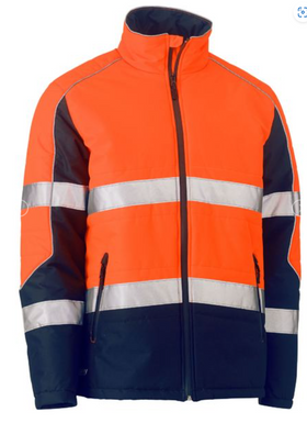Taped Hi Vis Puffer Jacket With Stand Collar