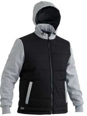 Flex and Move Contrast Puffer Fleece Hooded Jacket