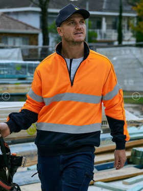 Taped Hi Vis 1/4 Zip Fleece Pullover With Sherpa Lining