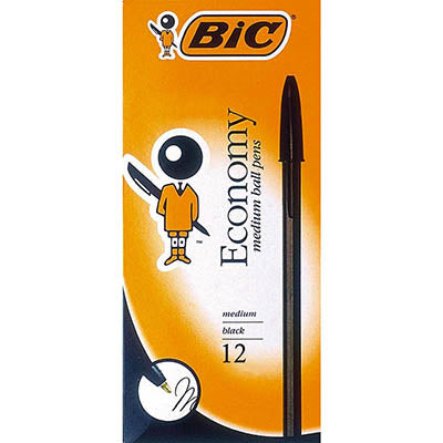 BIC Economy Ballpoint Pens Medium Black – Box of 12