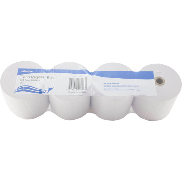 Initiative Lint-Free Cash Register Rolls, 76 x 76 x 11.5mm (Pack of 4)