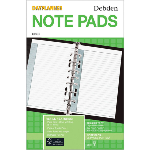 Debden DayPlanner DK1011 Desk Edition Refill Notepad – 216 x 140mm, White