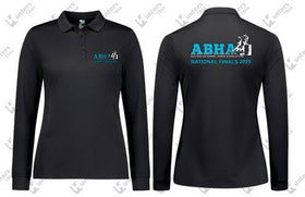 ABHA 2025 Ladies Long Sleeve Polo – Black