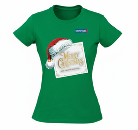 NEWSPOWER MERRY CHRISTMAS Ice Short Sleeve Tee – Kelly Green (Women's)
