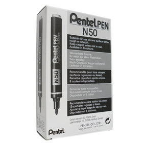 Pentel N50 Permanent Marker – Bullet Tip, Black (Box of 12)