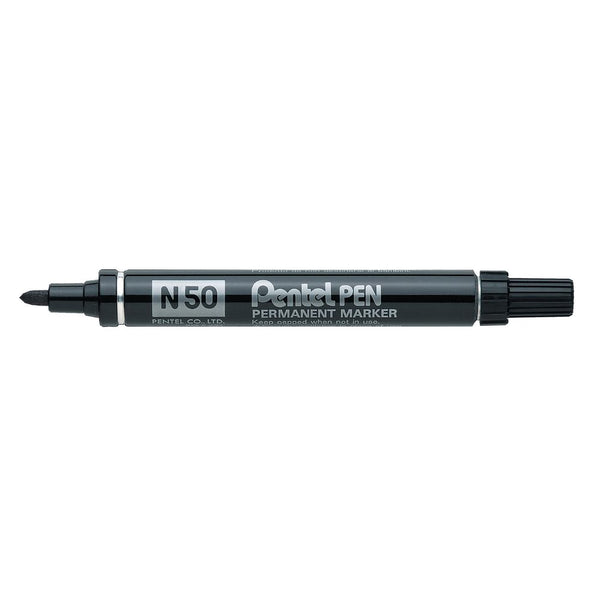 Pentel N50 Permanent Marker – Bullet Tip, Black (Box of 12)