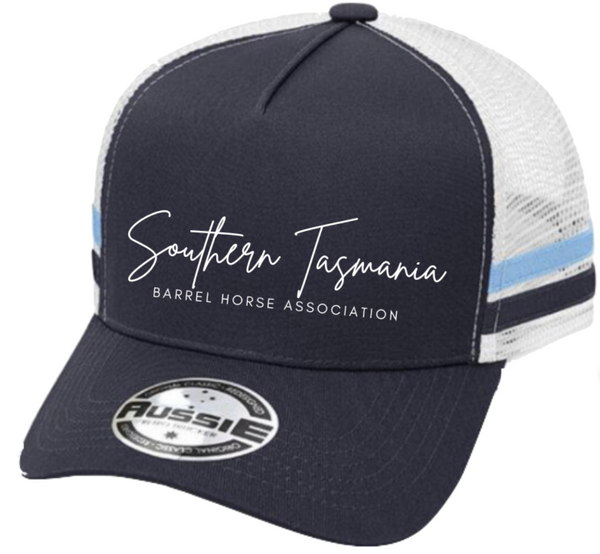 STBHA A Frame Striped Trucker Cap Navy/White/Sky
