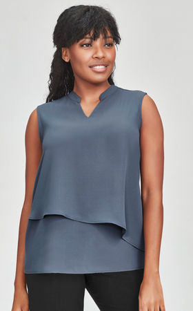 Seville Womens Sleeveless Layered Soft Blouse