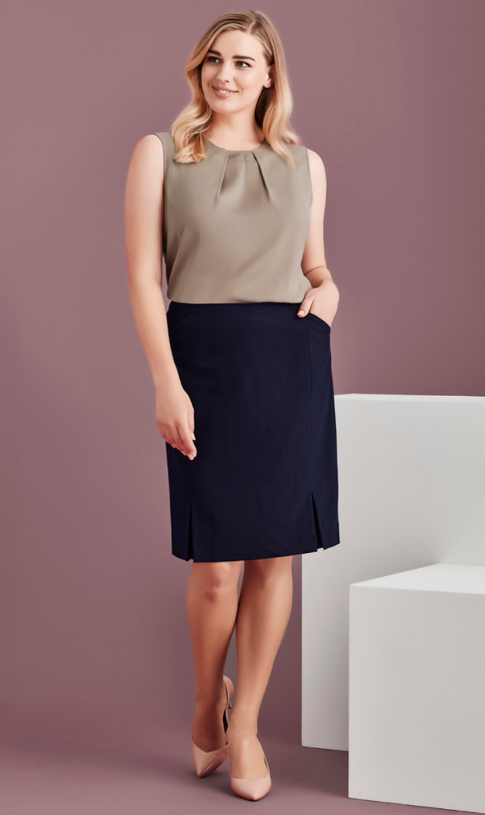 Womens Siena Front Pleat Detail Straight Skirt