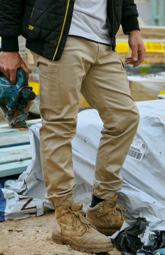 Stretch Cotton Drill Cargo Cuffed Pants