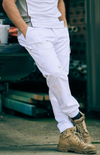 Stretch Cotton Drill Cargo Cuffed Pants