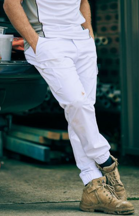 Stretch Cotton Drill Cargo Cuffed Pants