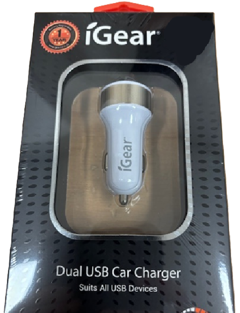 íGear Dual USB Car Charger White/Gold