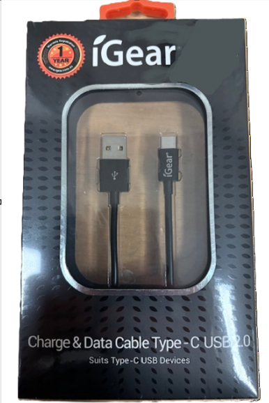 iGear USB to USB-C Cable 1m – Black