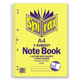 Spirax A4 4-Subject Notebook 320 Pages