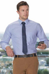 Men’s Gingham Check Long Sleeve Shirt – Navy/White (Lockhart FNC Logo Left Chest)