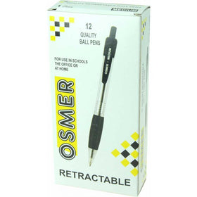 Osmer OS81 Retractable Ballpen, Medium (1.0mm), Black – Pack of 12