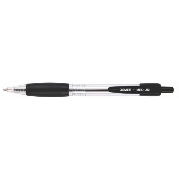 Osmer OS81 Retractable Ballpen, Medium (1.0mm), Black – Pack of 12