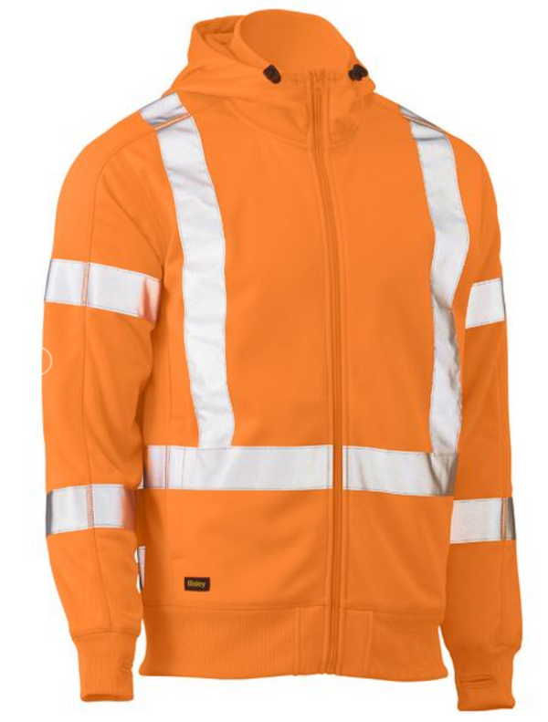 X Taped Hi Vis Zip Front Fleece Hoodie