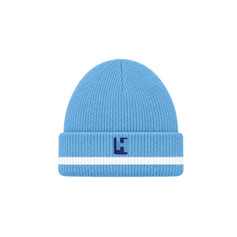 Custom Club Beanie in Sky / White, front