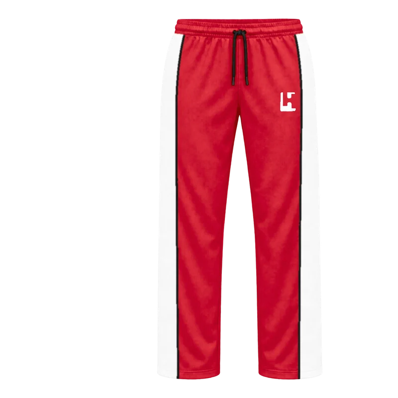 Custom Cricket Coloured Playing Pants in Red / White, front