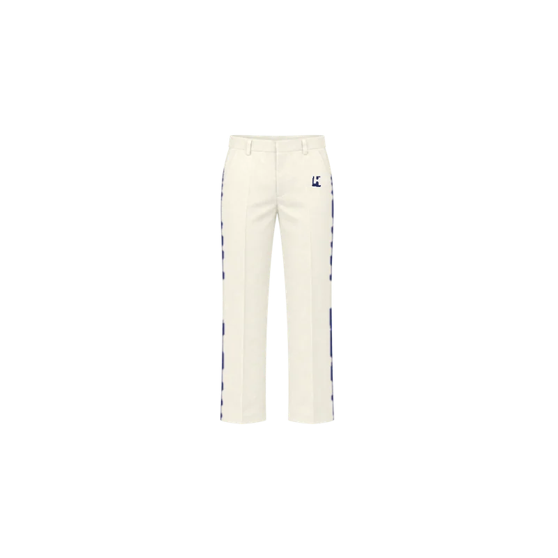 Custom Cricket Whites Trousers in Cream / Navy, front