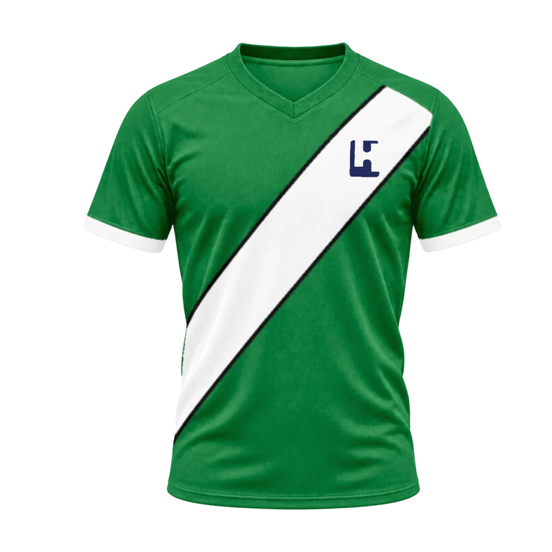 Custom football match jersey in Green / White