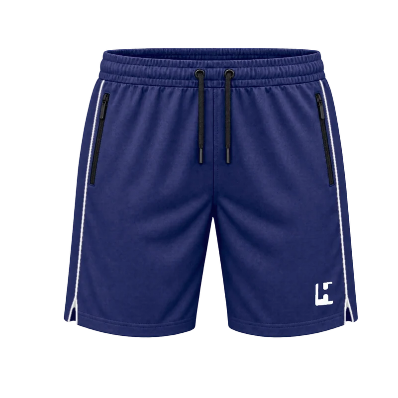 Custom Football Training Shorts in Navy / White, front