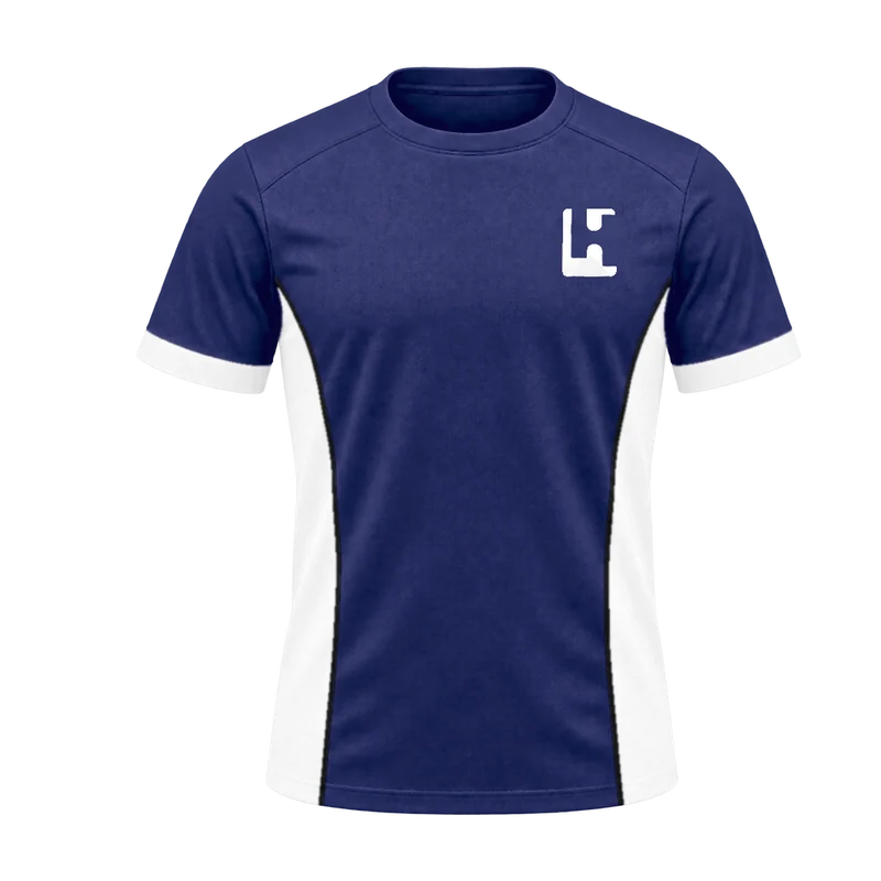 Custom Football Training Top in Navy / White, front