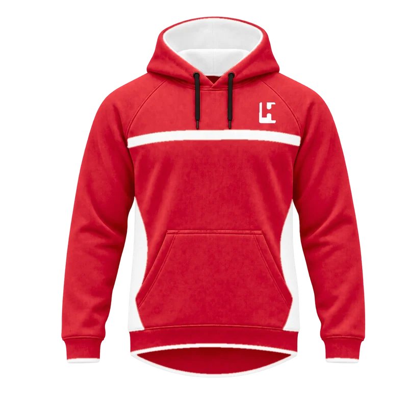 Custom Club Hoodie in Red / White, front