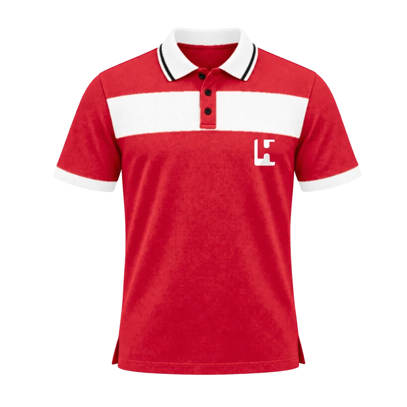 Custom Club Polo in Red / White, front