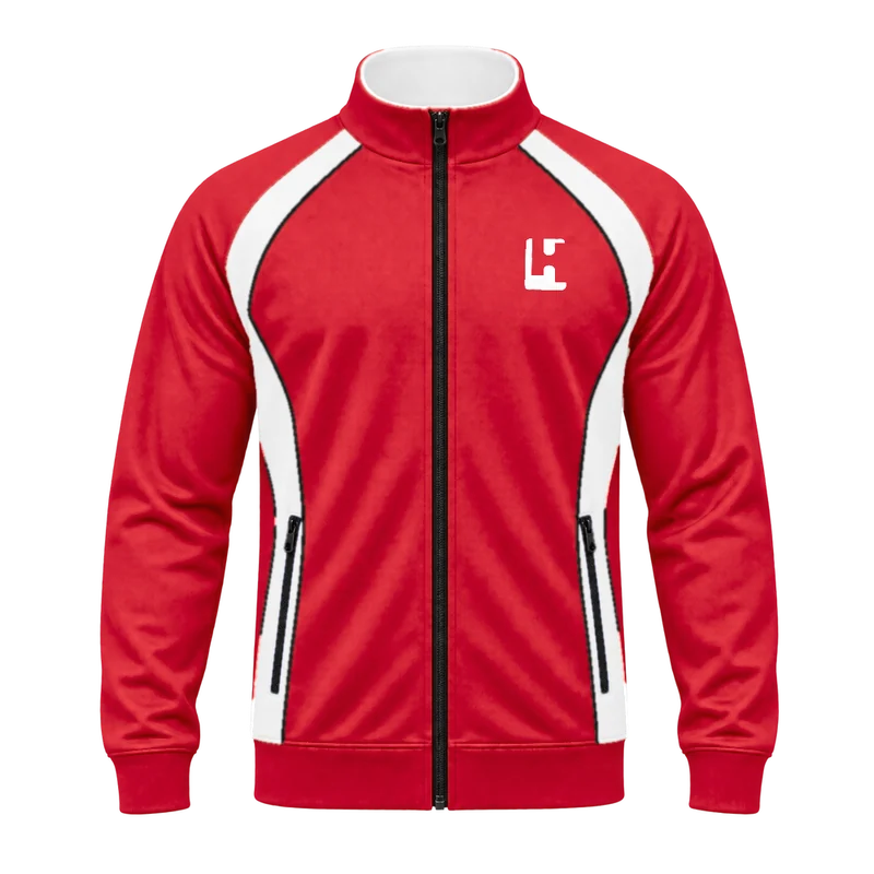 Custom Club Track Jacket in Red / White, front