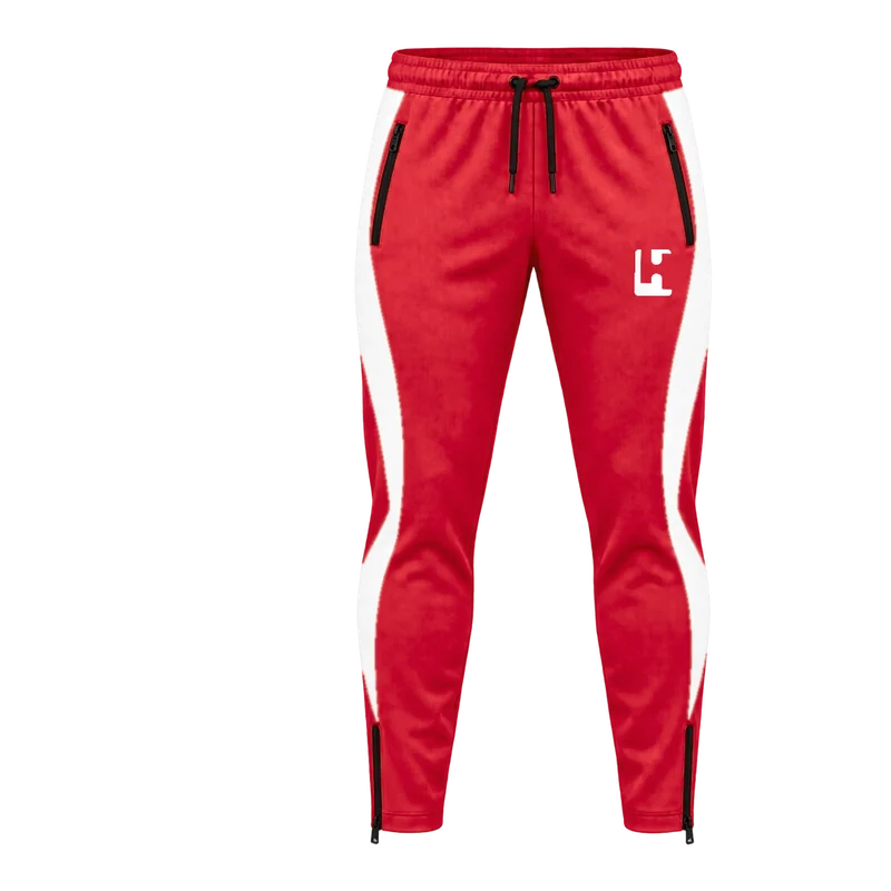 Custom Club Track Pants in Red / White, front