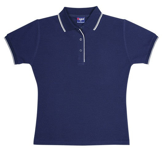 Ladies Double Stripe Trim Collar Polo