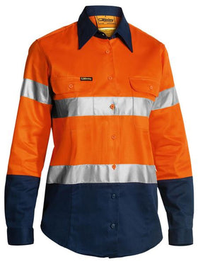 Womens Taped Hi Vis Drill Shirt Long Sleeve