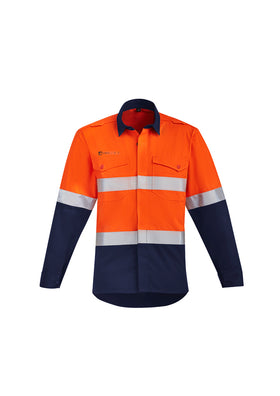 Mens Orange Flame Hi Vis Open Front Shirt - Hoop Taped