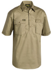 Closed Front Cotton Drill Shirt Short Sleeve