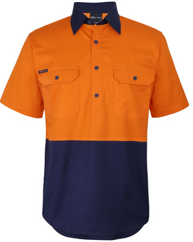 Hi Vis Close Front Short Sleeve 150g Work Shirt