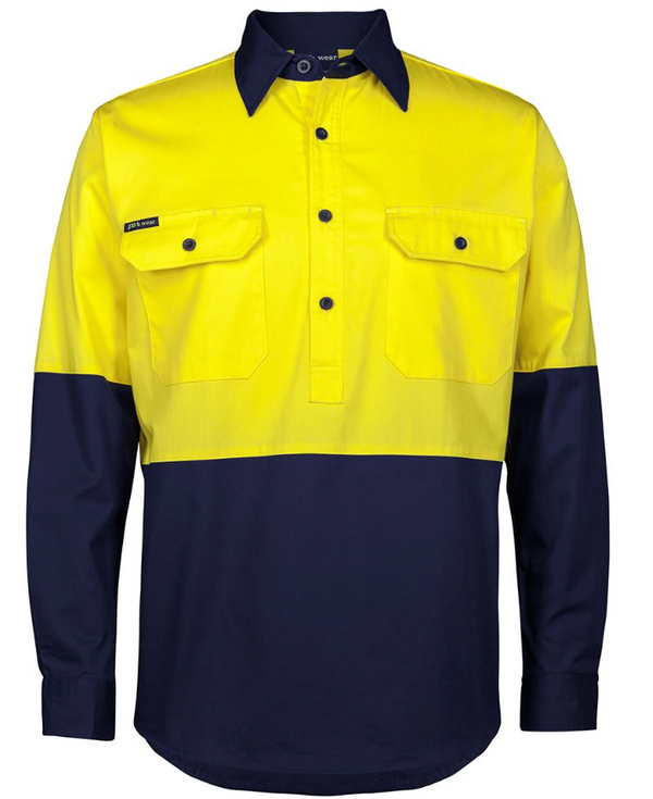 Hi Vis Close Front Long Sleeve 150g Work Shirt