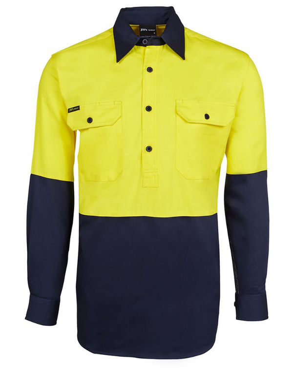 Hi Vis Long Sleeve 190g Close Front Shirt