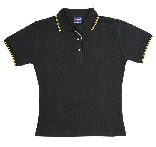 Ladies Double Stripe Trim Collar Polo