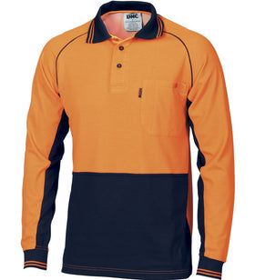 DNC HiVis Cotton Backed Cool-Breeze Contrast Long Sleeve Polo